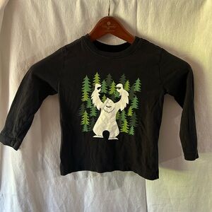 Hanna Andersson Black Long Sleeve Shirt Yeti Trees Kids 4 Fall Winter